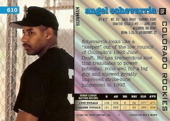 Angel Echevarria  baseball card collectible - Main Image 2
