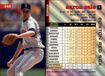 Aaron Sele  baseball card collectible - Main Image 2