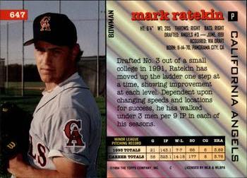 Mark Ratekin  baseball card collectible - Main Image 2