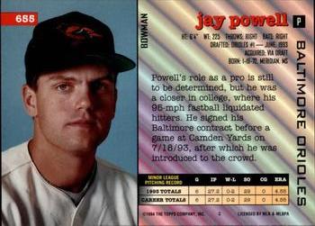 Jay Powell  baseball card collectible - Main Image 2