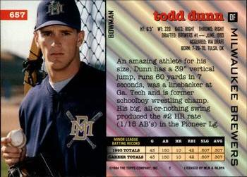 Todd Dunn  baseball card collectible - Main Image 2