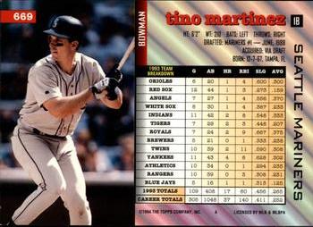 Tino Martinez  baseball card collectible - Main Image 2