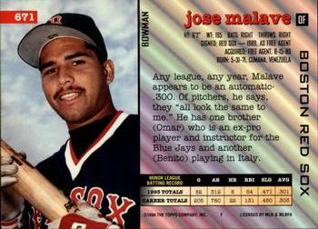 Jose Malave  baseball card collectible - Main Image 2