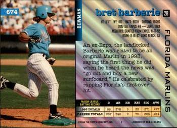 Bret Barberie  baseball card collectible - Main Image 2