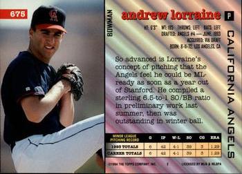 Andrew Lorraine  baseball card collectible - Main Image 2