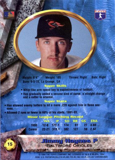 Jimmy Haynes  baseball card collectible - Main Image 2