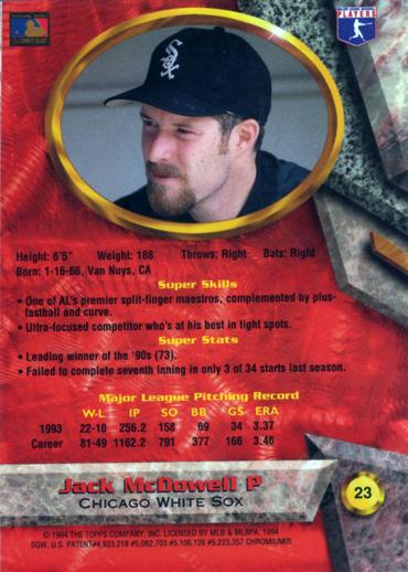 Jack McDowell  baseball card collectible - Main Image 2