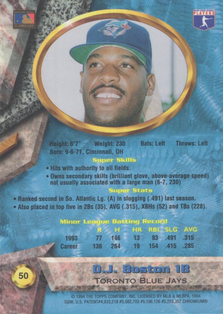 D.J. Boston  baseball card collectible - Main Image 2