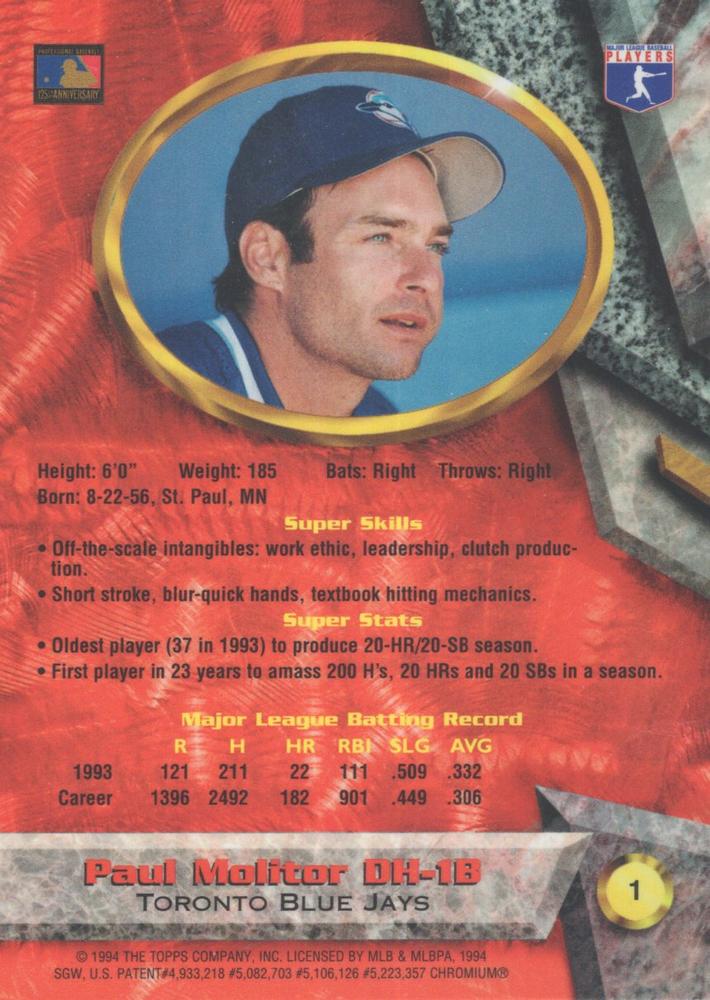 Paul Molitor  baseball card collectible - Main Image 2