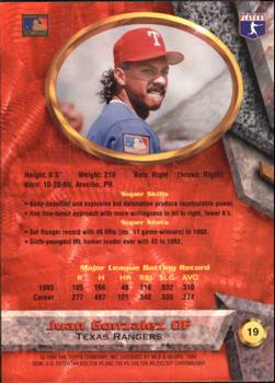 Juan Gonzalez  baseball card collectible - Main Image 2