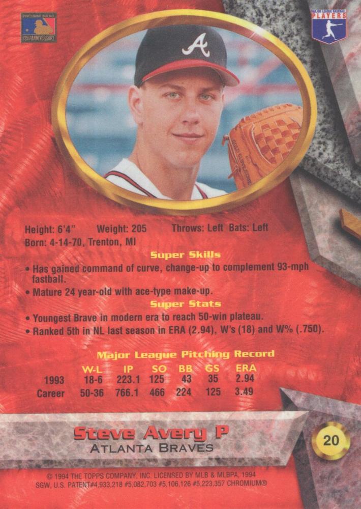 Steve Avery  baseball card collectible - Main Image 2