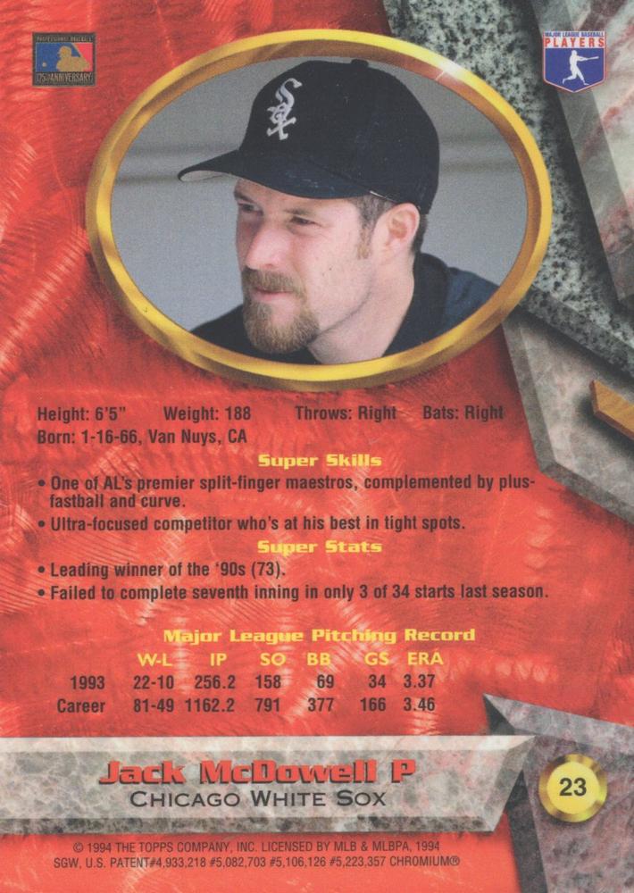 Jack McDowell  baseball card collectible - Main Image 2