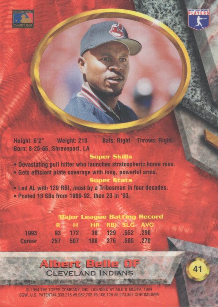 Albert Belle  baseball card collectible - Main Image 2