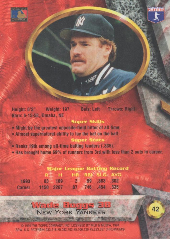 Wade Boggs  baseball card collectible - Main Image 2