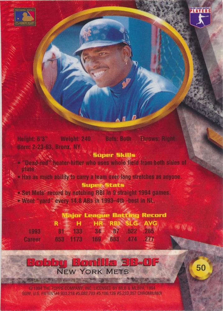 Bobby Bonilla  baseball card collectible - Main Image 2
