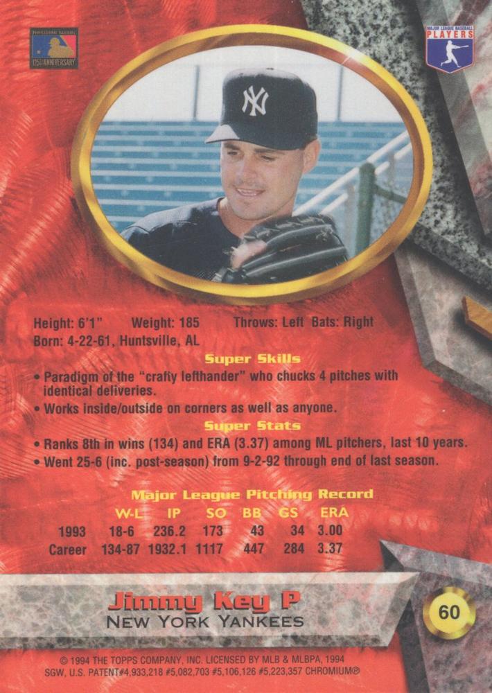 Jimmy Key  baseball card collectible - Main Image 2