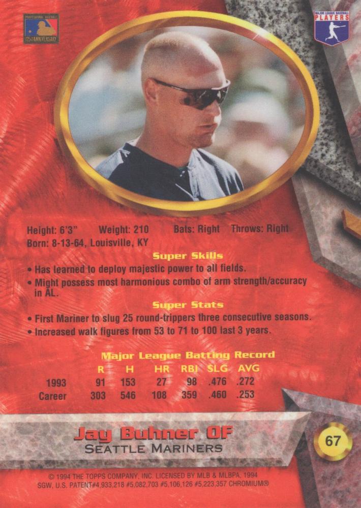 Jay Buhner  baseball card collectible - Main Image 2