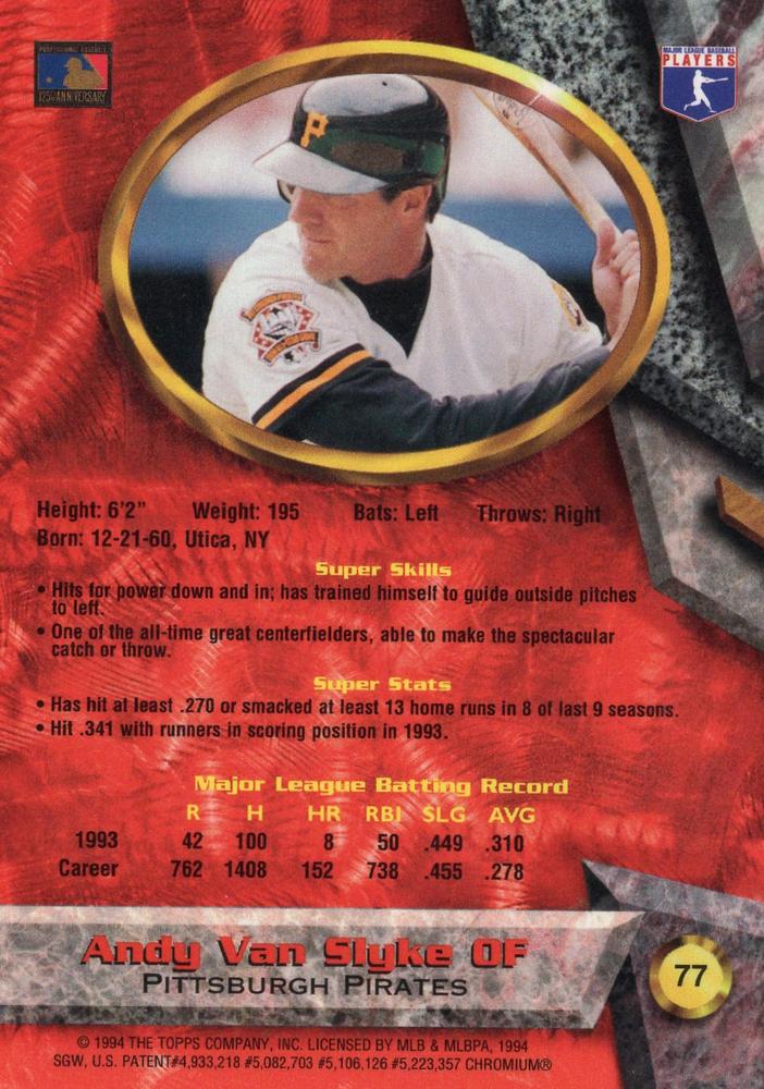Andy Van Slyke  baseball card collectible - Main Image 2
