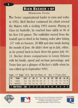 Rich Becker  baseball card collectible - Main Image 2