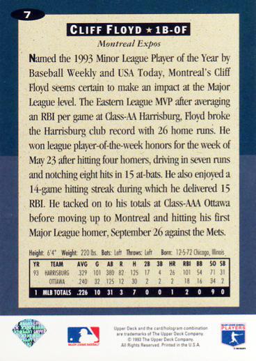 Cliff Floyd  baseball card collectible - Main Image 2