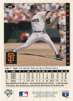 Rod Beck  baseball card collectible - Main Image 2