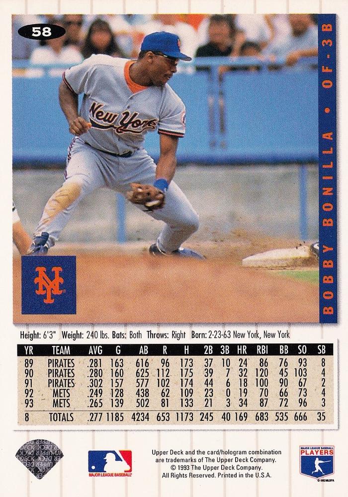 Bobby Bonilla  baseball card collectible - Main Image 2
