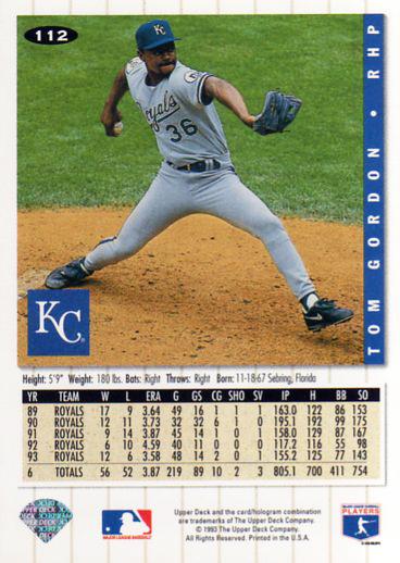 Tom Gordon  baseball card collectible - Main Image 2