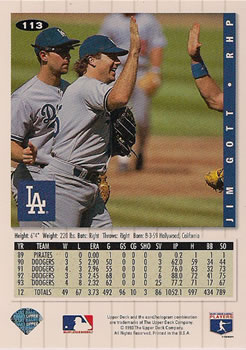 Jim Gott  baseball card collectible - Main Image 2