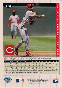 Willie Greene  baseball card collectible - Main Image 2