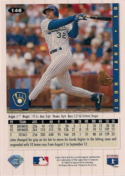 John Jaha  baseball card collectible - Main Image 2