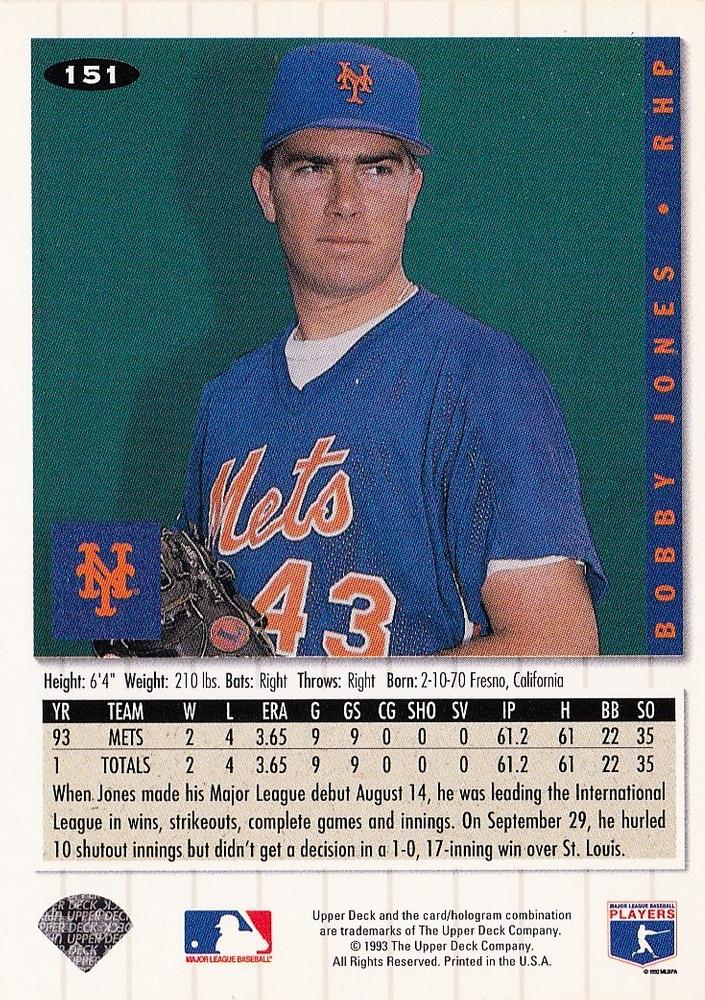 Bobby Jones  baseball card collectible - Main Image 2