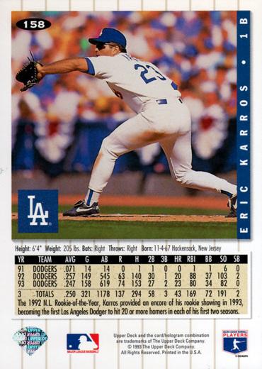 Eric Karros  baseball card collectible - Main Image 2