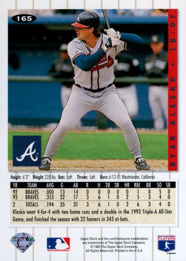 Ryan Klesko  baseball card collectible - Main Image 2