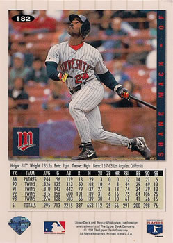 Shane Mack  baseball card collectible - Main Image 2