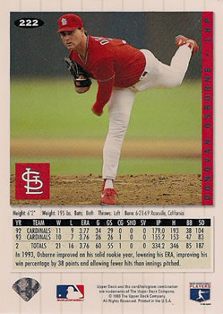 Donovan Osborne  baseball card collectible - Main Image 2