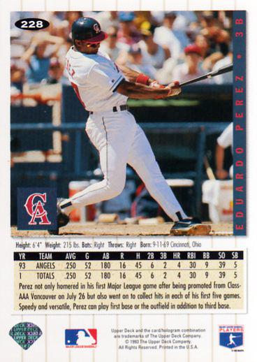 Eduardo Perez  baseball card collectible - Main Image 2