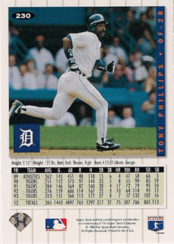 Tony Phillips  baseball card collectible - Main Image 2