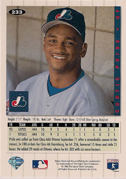 Curtis Pride  baseball card collectible - Main Image 2