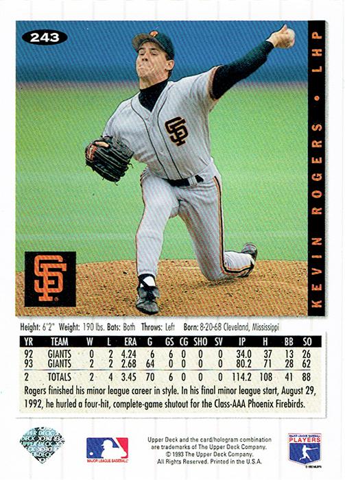 Kevin Rogers  baseball card collectible - Main Image 2