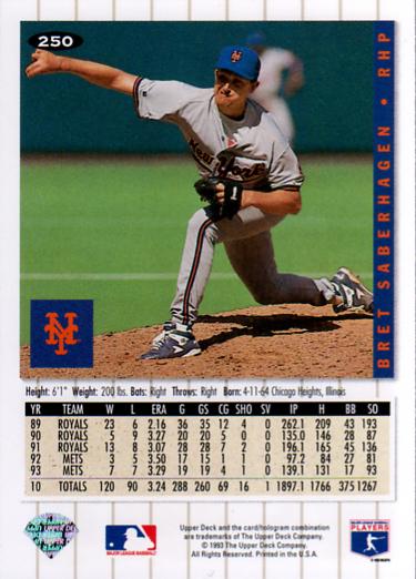 Bret Saberhagen  baseball card collectible - Main Image 2
