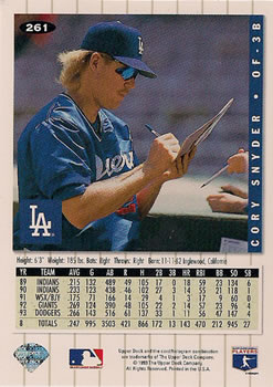 Cory Snyder  baseball card collectible - Main Image 2