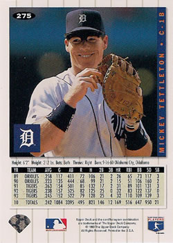 Mickey Tettleton  baseball card collectible - Main Image 2
