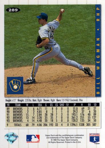 Bill Wegman  baseball card collectible - Main Image 2