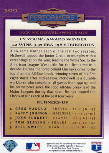 Jack McDowell  baseball card collectible - Main Image 2