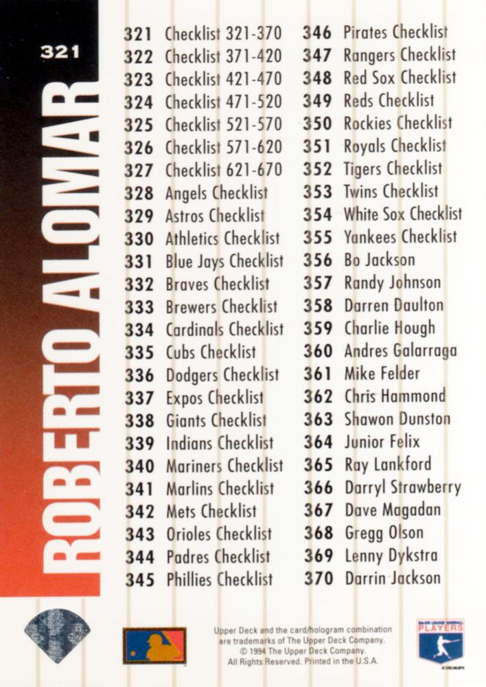 Roberto Alomar  baseball card collectible - Main Image 2