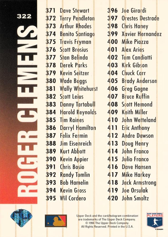 Roger Clemens  baseball card collectible - Main Image 2