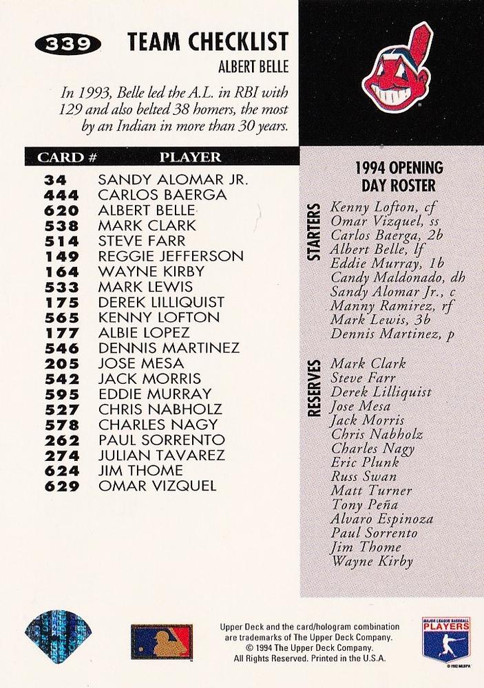 Albert Belle  baseball card collectible - Main Image 2