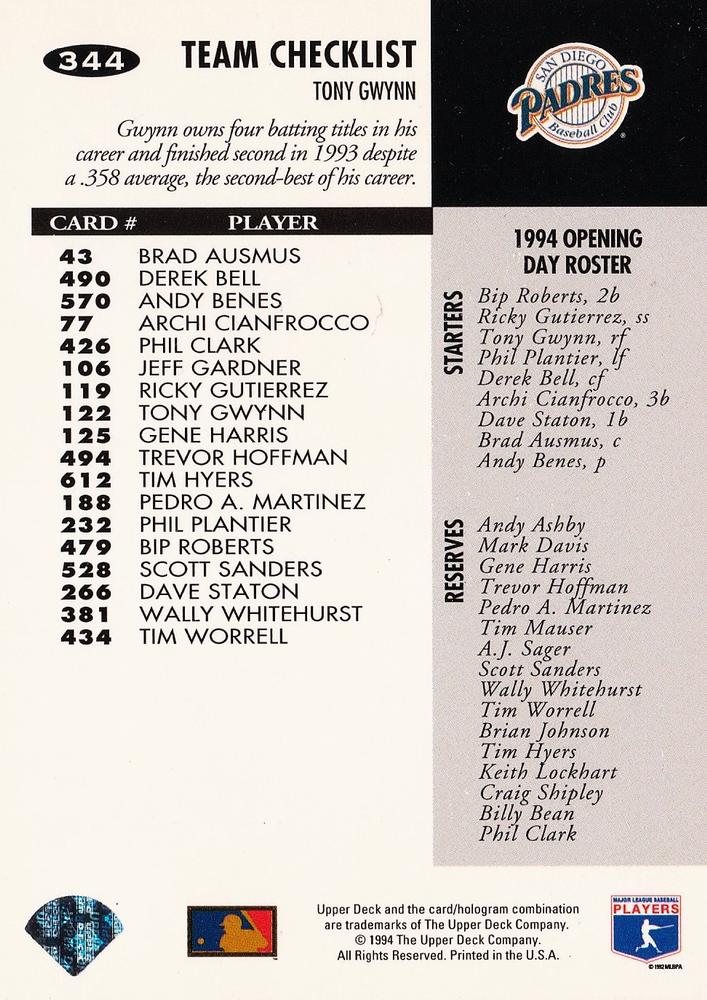 Tony Gwynn  baseball card collectible - Main Image 2