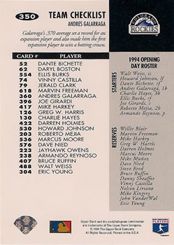 Andres Galarraga  baseball card collectible - Main Image 2