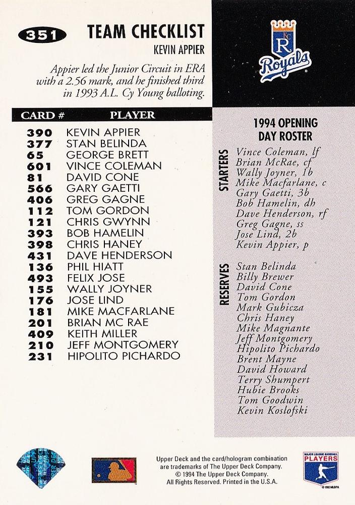 Kevin Appier  baseball card collectible - Main Image 2